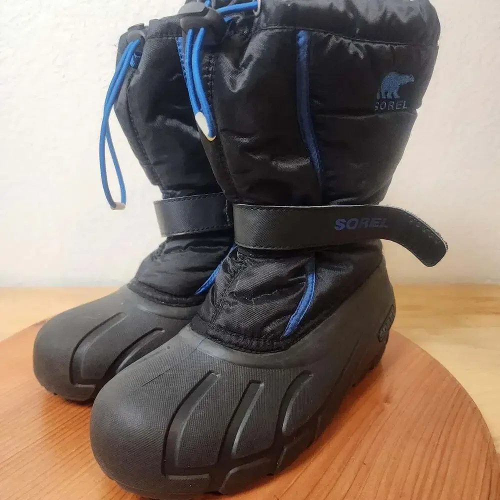 Sorel Snow Boots Kids Size 4 Black Winter Warm Insulated NY1810-010 Shoes